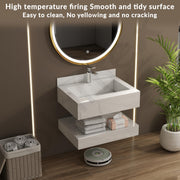 Plantex Slab Tile Vanity/Floating Vanity with Washbasin for Bathroom/Wall Mount Cabinet with Basin - (24 x 18 inch, ED-07 - Marble Finish)