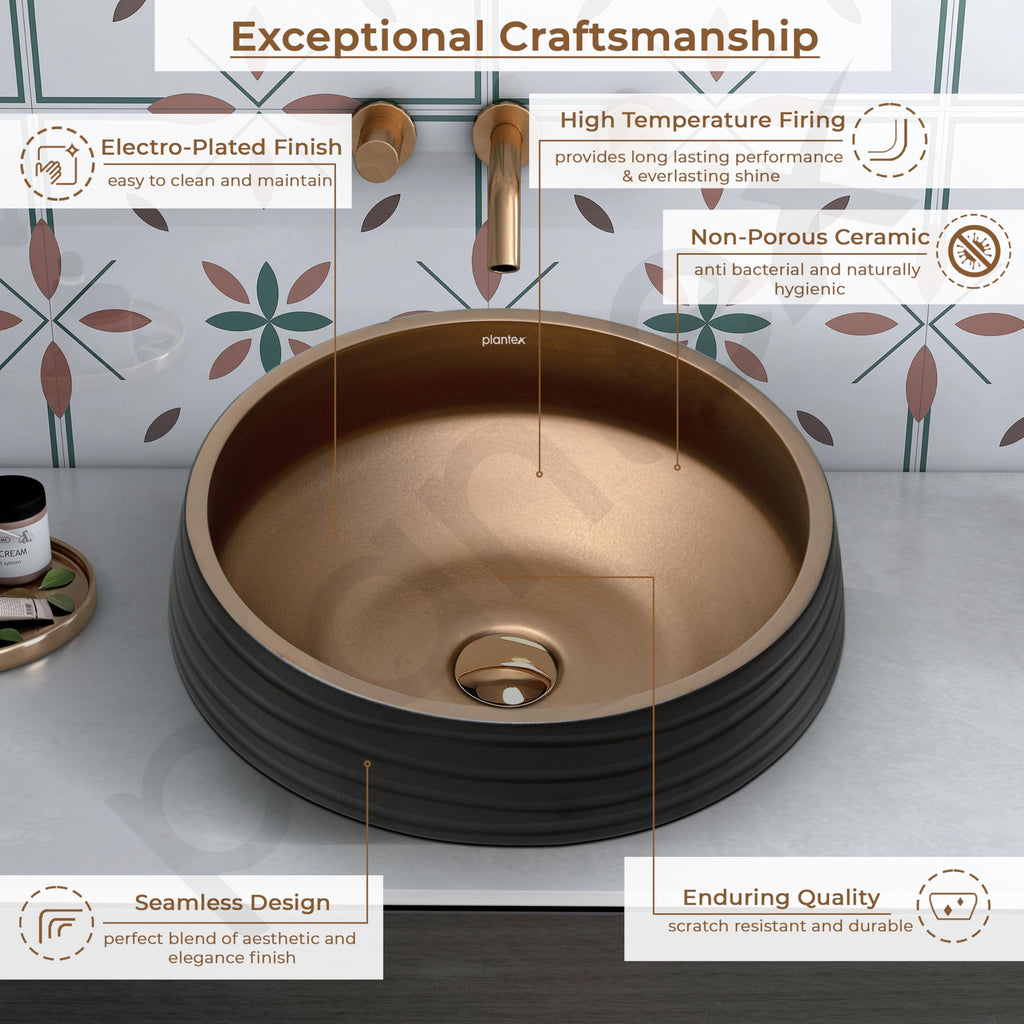Plantex Designer Ceramic Basin/Table Top Wash Basin for Bathroom ...