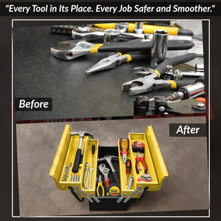 Plantex Tool Box Empty/18" Metal Tool Organizer 5- Compartments Metal Tool Boxs/Empty Tool Boxs/Tools Organizer Box - (Yellow & Black)