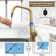 Plantex Single Lever Pull Down Kitchen Tap/Mixer Tap for Bathroom Hot and Cold/360Ãƒâ€šÃ‚Â° Swivel Spout Kitchen Sink Tap- Deck Mounted - (8991-Gold)