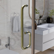 Plantex Stainless Steel Towel Bar Combination/Shower Door Handle/Towel Holder for Glass Shower Door and Bath Door Pull Handle - Pack of 1 (Brass Antique)