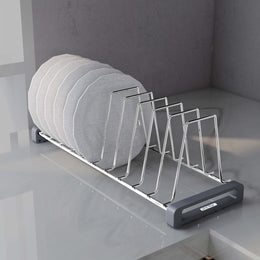 Plantex Stainless Steel Dish Rack/Plate Stand/Thali Stand for Modular Kitchen/Tandem Box Accessories - 10 Sections (Chrome/Pack of 1)