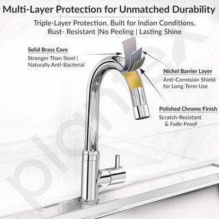 Plantex Pure Brass Pillar Tap for Wash Basin with 360° Swivel Spout for Sink Tap with Water Saving Aerator-7 Year Warranty (ICO-912-Chrome)