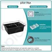 Plantex Single Bowl Kitchen Sink/Quartz Sink For Kitchen/Non-Fading Matt Black Colour With Uv Protection/Undermount/Topmount (Black - 18 X 16 Inches)