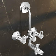 Plantex Pure Brass 3-in-1 Wall Mixer with L-Bend Provision for Overhead and Hand Shower/Bathroom Mixer Tap with Brass Wall Flange & Teflon Tape/Wall Mixer for Bathroom - (Flip, Chrome)