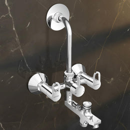 Plantex Brass Wall Mixer for Bathroom 3 in 1/L-Bend Connector for Overhead/Hand Shower/Spout Mixer Tap/Mixture Tap for Bathroom with 7-Year Manufacturer's Warranty- (Flip, Chrome)