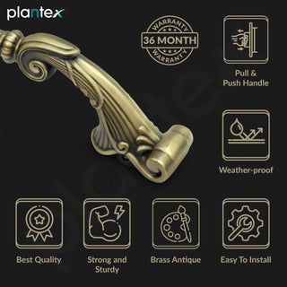 Plantex 14 Inch Main Door Handle/Aluminium Door Handle/Pull-Push Handle (Pack of 2, Brass Antique)