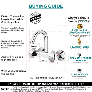 Plantex Pure Brass Sink Mixer Tap for Kitchen with 360° Swivel Spout/Kitchen Sink Faucet with Brass Wall Flange & Teflon Tape-7 Year Warranty(PRI-314-Chrome)