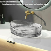 Plantex Transparent Glass Basin for Bathroom/Tabletop Round Wash Basin/Luxury Countertop Basin for Home/Office/Hotel (Somky - 15x15x5 inch)