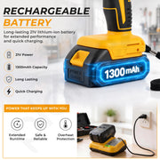 Plantex 4-in-1 Cordless Power Tool Kit 21V/Brushless Drill, Impact Wrench, Rotary Hammer & Angle Grinder/3 Batteries & Case – Yellow (APS-ML004)