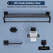 Plantex Decan 304 Grade Stainless Steel Towel Rack for Bathroom/Soap Holder/Napkin Ring/Tumbler Holder/Robe Hook/Bathroom Accessories - Black