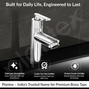 Plantex BAL-503 Pillar Cocke Tap for Wash Basin/Tabletop Basin Tap with Teflon Tape/Pillar Tap for Bathroom/7 Year Warranty (Mirror Chrome)
