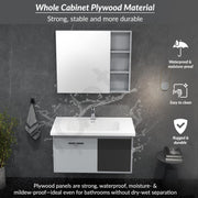 Plantex Unbreakable Plywood Vanity Set for Bathroom/Undermount Wash Basin with Cabinet Full Set/Bathroom Organizer with Mirror, Coupling & Cabinet (NZBC-11)