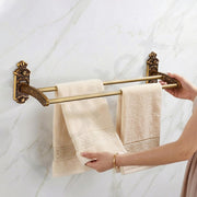Plantex Dual Towel Rod for Bathroom/Towel Hanger/Towel Holder/24 Inch Towel Bar/Bathroom Accessories - Pack of 1 (Brass Antique)