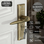 Plantex Main Door Lock Handle Set - Heavy-Duty Door Lock Set/6-Lever Lock Mechanism with 3 Years of Warranty by plantex/Mortise Lock with 3 Keys,Lock Body & Cylinder (PTP-01, Brass Antique)