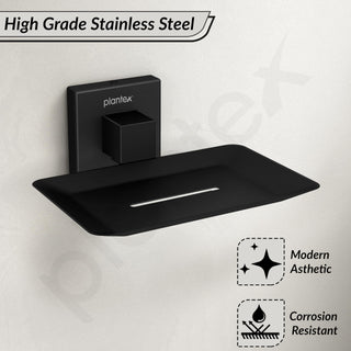 Plantex Soap Holder for Bathroom/Stainless Steel Soap Stand/Soap Case/Soap Dish/Bathroom Accessories - Aqua (Black)