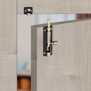 Plantex Heavy Duty 4-inch Joint-Less Tower Bolt for Wooden and PVC Doors for Home Main Door/Bathroom/Windows/Wardrobe - Pack of 8 (703, Brass Antique and Black)