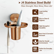 Plantex J4 Stainless Steel Toothbrush Holder for Bathroom/Toothbrush Stand for Bathroom/Tumbler Holder/Bathroom Accessories (PVD Rose Gold Finish) Onix