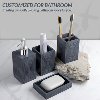 Plantex Polyresin Bathroom Accessories Set Soap Dispenser/Toothbrush Holder/Tumbler Holder/Soap Dish - 4 Piece(924)
