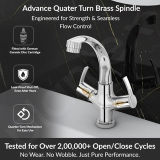 Plantex Pure Brass Wash Basin Tap/Sink Mixer Tap Hot and Cold/Pillar Spout for Wash Basin/Kitchen Mixer Tap-7 Year Warranty (Chrome)