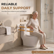 Plantex Resin Grab Bar for Toilet with Grip/24 inch Anti-Slip Handle for Bathroom Support - Pack of 1 (White & Wood)
