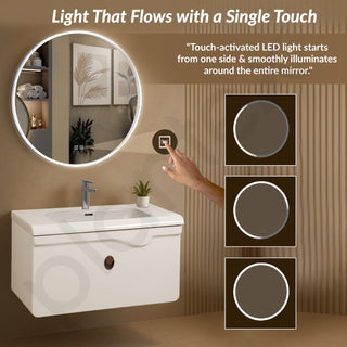 Plantex Unbrekable Plywood Vanity Set for Bathroom/Wall Mount Wash Basin with Cabinet Full Set/Bathroom Organizer with Mirror, Coupling & Cabinet Motion Sensor Light (NZBC - 38)