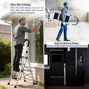Plantex Ladder for Home/Strong Foldable Wide 3 Step Ladder/Anti-Skid 3 Step Ladder - (Apex - White)