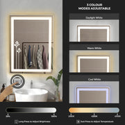 Plantex LED Bathroom Mirror with 3 Tone/Rectangle Mirror for Living Room/Bedroom/Dressing Room - (HM-005, 18 X 24 Inch)