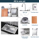 Plantex Kitchen Sink for Home/304 Grade Stainless Steel Waterfall Kitchen Sink with Anti-Scratch Design/Sink with Pull-Down Faucet - (30x18x10 Inch, Matt)