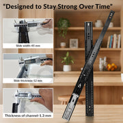 Plantex 22 Inch Soft Close Drawer Channel/Regular Close Ball Bearing Slider Drawer Channel for Home, Kitchen & Wardrobe/Telescopic Channel for Drawer - Pair of 1 (Black)