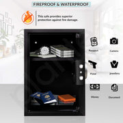 Plantex 56 Litres Safe Locker for Home/Safety Locker Box with Electronic Keypad & Emergency Keys/Master & User Code Access with LED Light/Tijori Box/2 Years Warranty By Plantex - Black