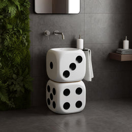Plantex Pedestal Basin for Bathroom/Acrylic Resin & Quartz Free Standing Wash Basin/Round Basin for Home/Hotel - (APS-1083, 17 x 17 x 33 Inch, White - Round)