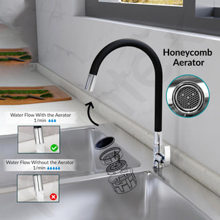 Plantex Sink Tap For Basin With Water Saving Nozzle For Sink Tap/Flexible Silicone Swivel Spout Kitchen Faucet/Water Tap For Kitchen Sink-(COL-1012B), Black