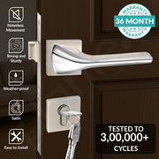 Plantex Heavy Duty Door Lock/Main Door Mortise Lock Handle/Handle Set for Home/Office - Door Accessories- (APS-PT-009- Satin - Chrome)