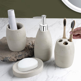 Plantex Polyresin Bathroom Accessories Set Soap Dispenser/Toothbrush Holder/Tumbler Holder/Soap Dish - 4 Piece(901)