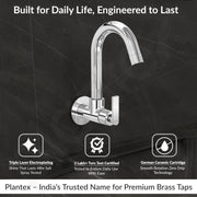Plantex Pure Brass Kitchen Taps for Home Sink/Kitchen Sink Tap with 360Ãƒâ€šÃ‚Â° Swivel Spout and Water Saving Aerator-7Year Warranty-(BAL-510)