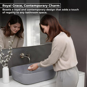 Plantex Ceramic Tabletop Washbasin/Bathroom Basin Sink/Basin for Bathroom/Wash Basin for Restaurant, Hotel (Matt Grey - 18 x 13 x 5 Inch)