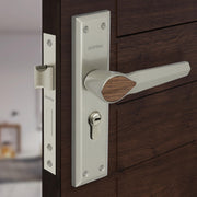 Plantex Heavy-Duty Door Lock for Main Door/Handle Lock Set/6-Lever Lock Mechanism Mortise Lock with 3 Keys, Brass Lock Body & Cylinder (PTP-07, Satin & Wood)