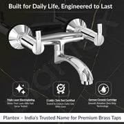 Plantex Pure Brass Wall Mixer Non Telephonic/Mixer Tap for Bathroom with Brass Wall Flange & Teflon Tape/Bathroom Mixer Tap-(AQ-1416-Mirror Chrome)