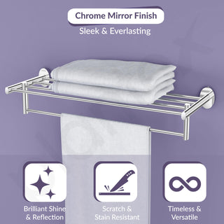 Plantex 304 Grade Stainless Steel 24 Inches Long Towel Rack/Towel Hanger for Bathroom/Towel Bar/Bathroom Accessories - Olive (Chrome)