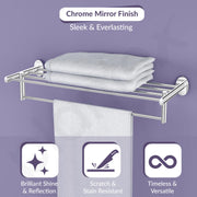 Plantex 304 Grade Stainless Steel 24 Inches Long Towel Rack/Towel Hanger for Bathroom/Towel Bar/Bathroom Accessories - Olive (Chrome)
