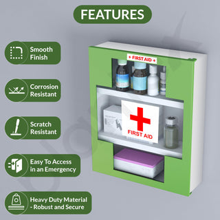 Plantex First Aid Box/Medical Box/Emergency First Aid Kit Box Without Key/Medicine Storage Box for Home, School & Office with Multi Compartment - (Green & White)