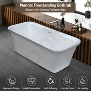 Plantex Freestanding Bathtub For Bathroom/Bath tub for Adults/Deep Soaker Bathtub with Overflow, Popup and Drain Pipe (BSM-219-White-1700mm)