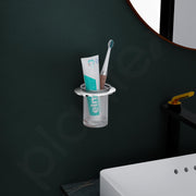 Plantex Smero Pure Brass Tumbler Holder/Tooth Brush Holder/Bathroom Accessories - Aqua(Chrome)