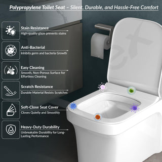Plantex Commode for Toilet/One Piece Western Toilet with Rim Wash-Down Flush/Ceramic One Piece Commode with Soft Closing Toilet Seat - S Trap - (Lunar, White)