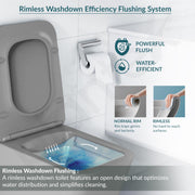 Plantex Imported Italica Ceramic Wall Hung Commode Toilet/Rimless Western Toilet/Washdown Commode with Soft Closing Toilet Seat - P Trap (Square - Matt Light Grey)