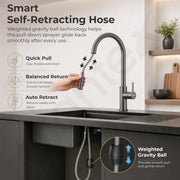 Plantex 304 Stainless Steel Pull-Down Kitchen Sink Tap/Sink Tap for Kitchen Basin with 360⁰ Swivel Spout/Kitchen Sink Faucet - (1062, Grey)