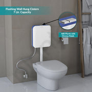Plantex Commode Flush Tank for Toilet with 7 Ltr Water Capacity/Dual Tone and Slim Polypropylene Flush Tank with Internal Accessories - Pack of 1 (Blue & White)