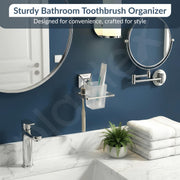 Plantex 304 Grade Stainless Steel Tooth Brush Holder/ABS Tumbler Holder/Tumbler Stand/Bathroom Accessories - Squaro (Chrome)
