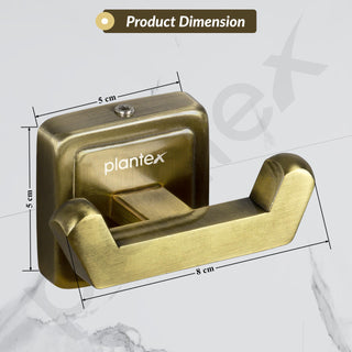 Plantex 304 Grade Stainless Steel Robe Hook/Napkin Hanger/Hook for Hanging Towel in Bathroom/Living Room - Decan (Brass Antique)